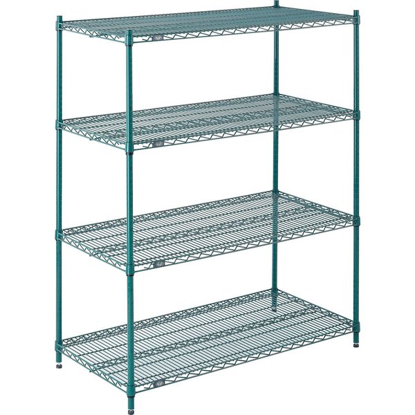 Nexel Wire Shelving, Green Epoxy, 60W X 24D X 63H 24606G